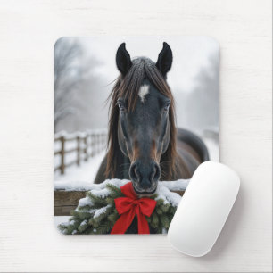 Mousepad Cavalo com coroa de Natal