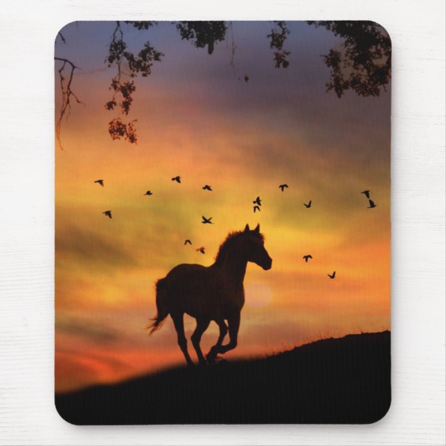Mousepad Cavalo Correndo Na Placa Do Rato Sunset (Frente)