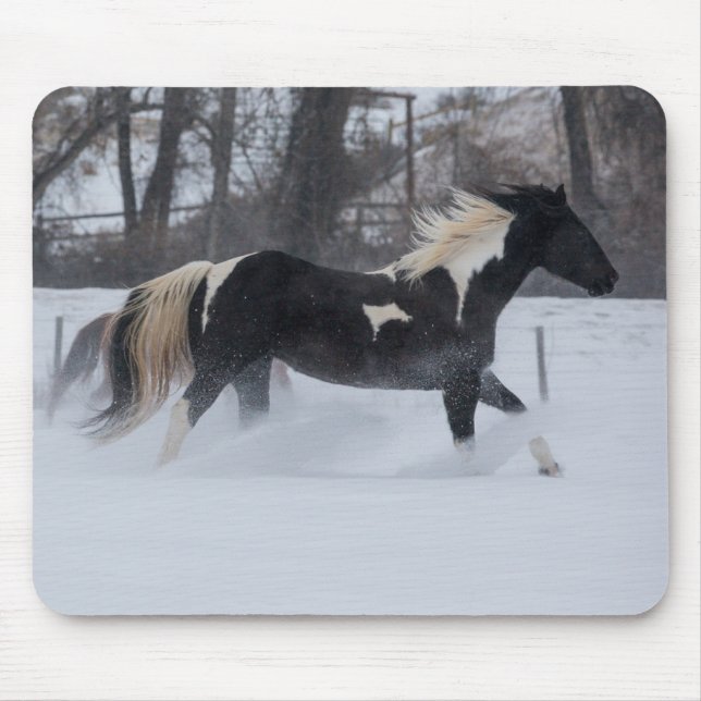 Mousepad Cavalo Correndo Pela Neve (Frente)