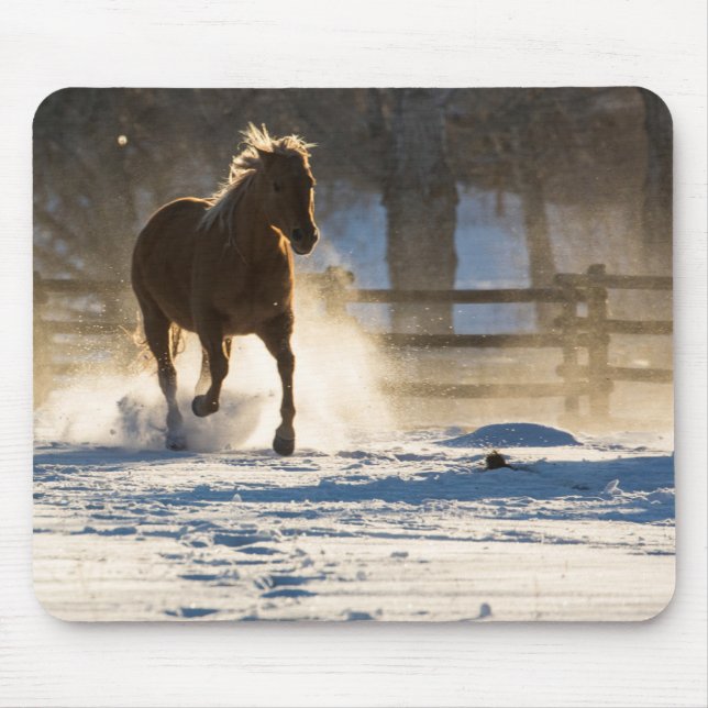 Mousepad Cavalo Correndo Pela Neve (Frente)