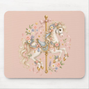 Mousepad Cavalo de Carrossel Elegante Conto de Fadas Francê