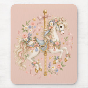 Mousepad Cavalo de Carrossel Elegante Conto de Fadas Francê