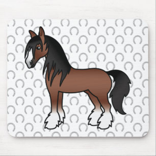 Mousepad Cavalo de Cartoon Castanho Vanner Clydesdale Shire