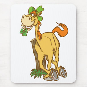 Mousepad Cavalo de Cartoon Sortudo no Dia de São Patrício