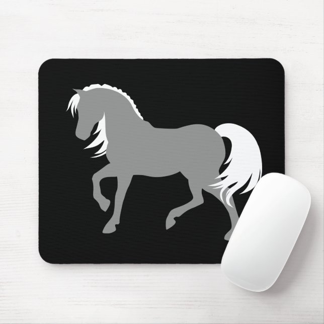 Mousepad Cavalo de Cinza Simples Chic Moderno Elegante (Com mouse)