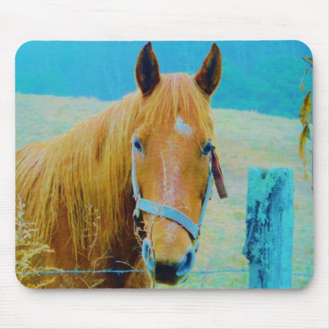 Mousepad Cavalo de cor azul Denim (Frente)