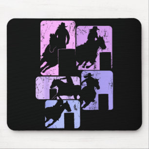 Mousepad Cavalo De Corrida De Barril Vaqueira De Rodeio Mul