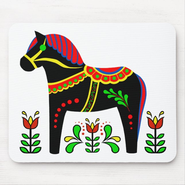 Mousepad Cavalo de dala preto/colorido/frisético negro (Frente)