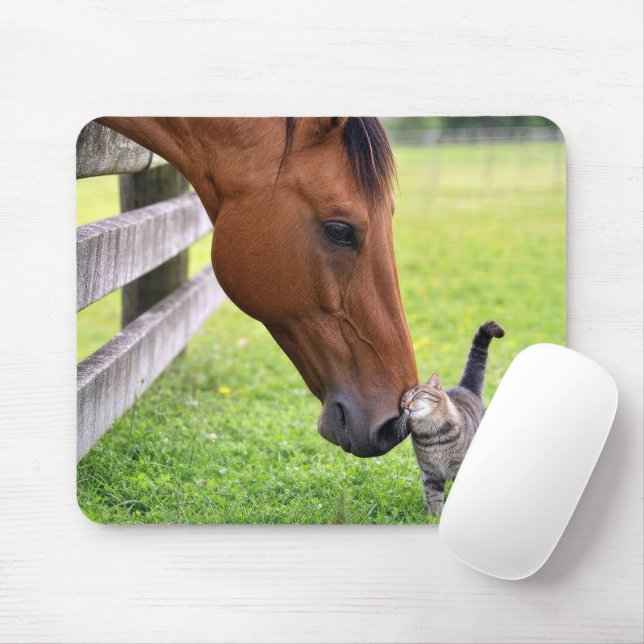 Mousepad Cavalo de Fazenda com Gato Malhado (Com mouse)