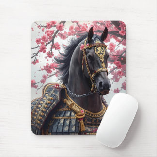 Mousepad Cavalo de Guerra de Samurai com Blossomas de Cerej