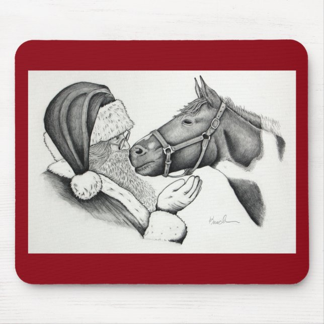 Mousepad Cavalo de Pintura de Natal e Papais noeis (Frente)