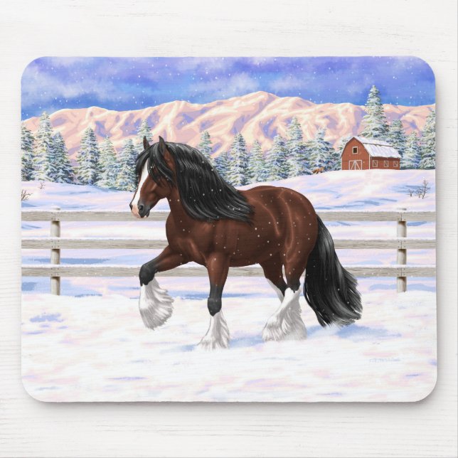 Mousepad Cavalo de Rascunho de Vanner Gypsy Bay Brown em Ne (Frente)