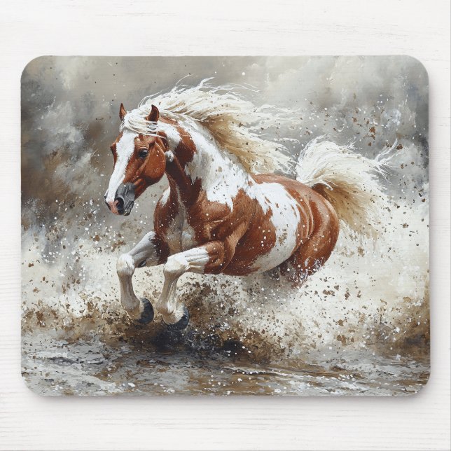 Mousepad Cavalo De Tinta Que Atravessa A Água (Frente)