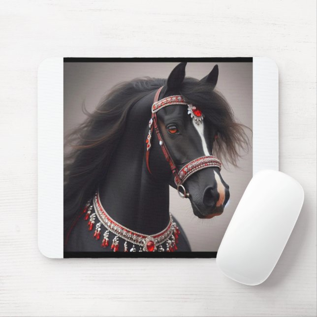 Mousepad Cavalo do Show Árabe Negro (Com mouse)