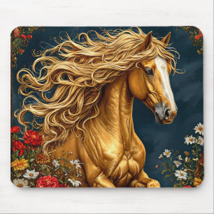 Mousepad Cavalo Dourado com Crina Fluindo