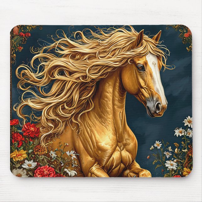 Mousepad Cavalo Dourado com Crina Fluindo (Frente)