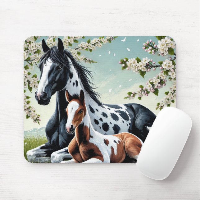 Mousepad Cavalo e Calha Descansados Em Meio A Árvores Brilh (Com mouse)