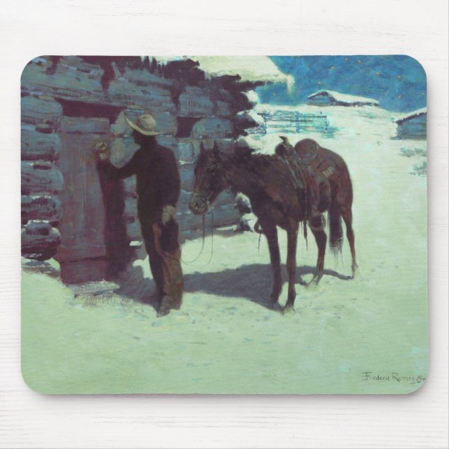 Mousepad Cavalo e vaqueiro de inverno neve (Frente)