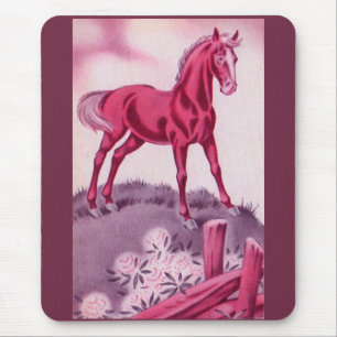 Mousepad cavalo feliz a rosa