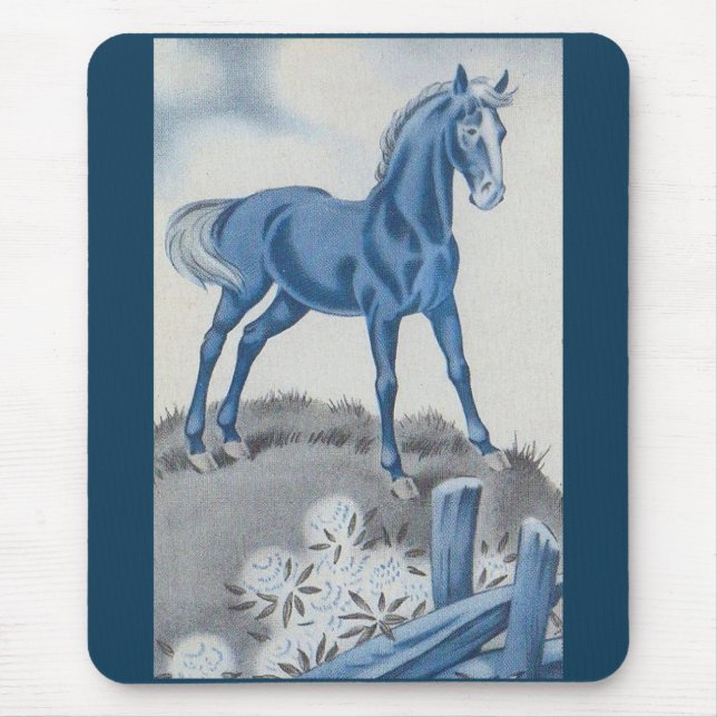 Mousepad cavalo feliz em azul (Frente)