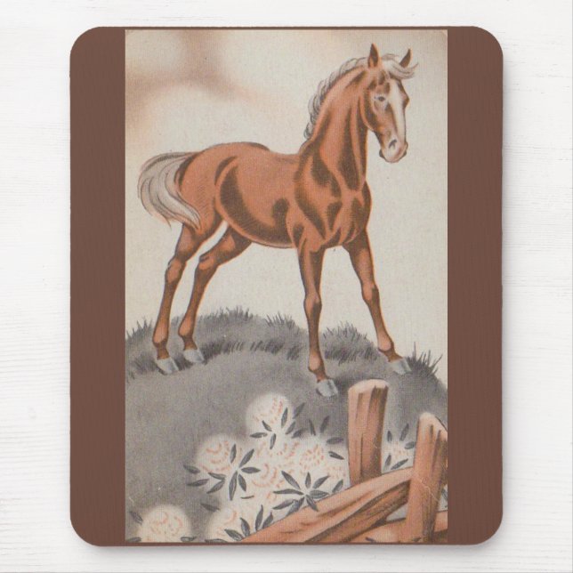 Mousepad cavalo feliz em castanho (Frente)