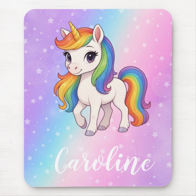 Mousepad Cavalo mágico colorido unicórnio  (Frente)