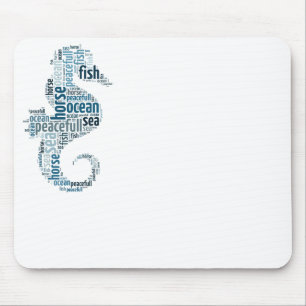 Mousepad Cavalo marinho como design de nuvem de palavras