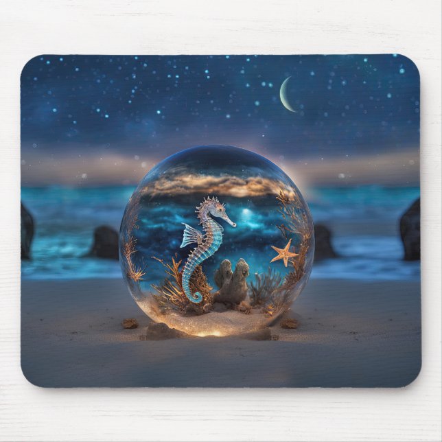 Mousepad Cavalo-marinho e Starfish Beach Underwater Surreal (Frente)