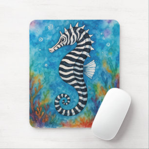 Mousepad Cavalo-marinho Zebra em Aquarela