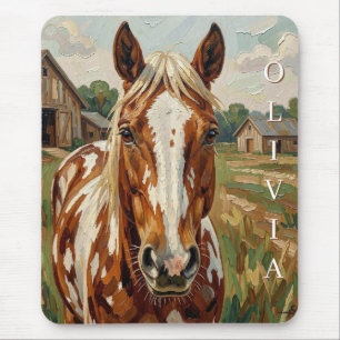 Mousepad Cavalo Marrom e Branco Personalizado