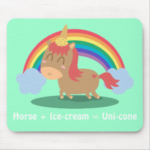 Mousepad Cavalo Marrom Kawaii tentando ser um Unicórnio