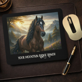 Mousepad Cavalo Místico Nome Personalizado Rancho Montanha