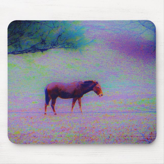 Mousepad Cavalo num campo de pelúcia: adicionar nome (Frente)