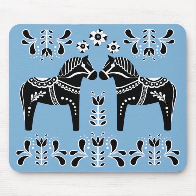 Mousepad Cavalo popular preto/branco de Dala/frisão popular (Frente)