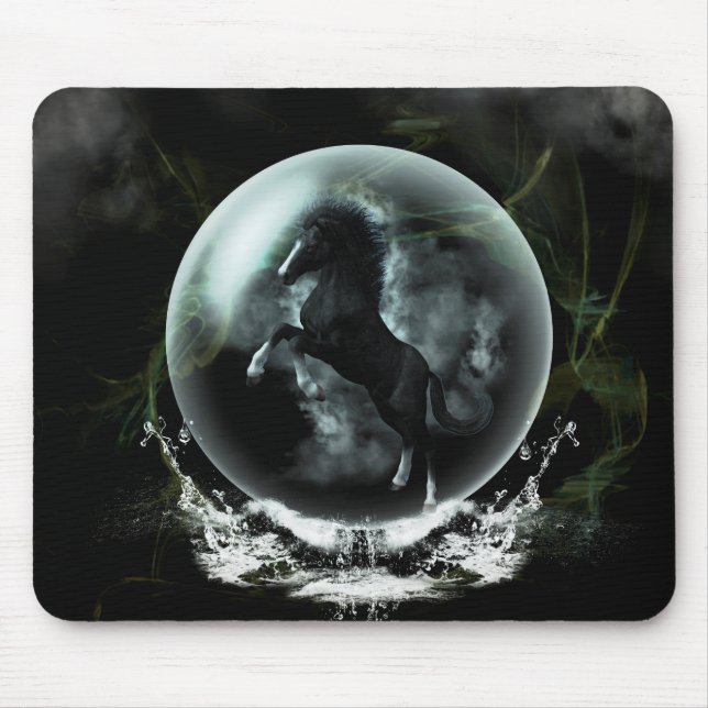 Mousepad Cavalo preto bonito (Frente)