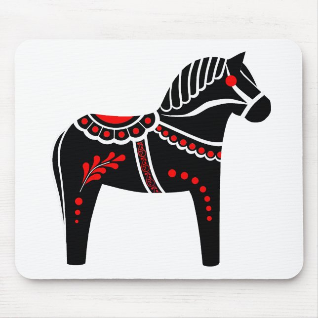 Mousepad Cavalo preto/branco/vermelho popular de Dala, (Frente)
