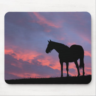 Mousepad Cavalo Puro-Sangue Silhuetado ao Nascer do Sol