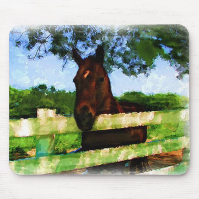 Mousepad Cavalo sobre a pintura da cerca (Frente)