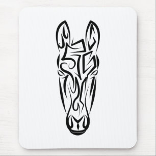 Mousepad Cavalo Tribal Negro e Branco