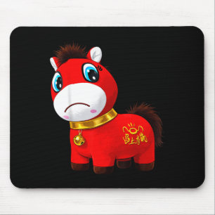 Mousepad Cavalo Triste Chorando Vermelho Kawaii Zodíaco 202