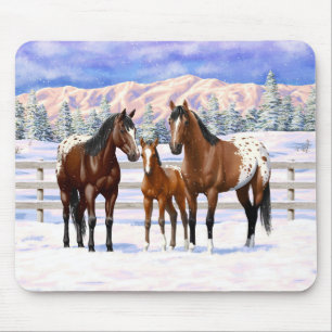 Mousepad Cavalos Appaloosa De Baía Castanha Em Neve