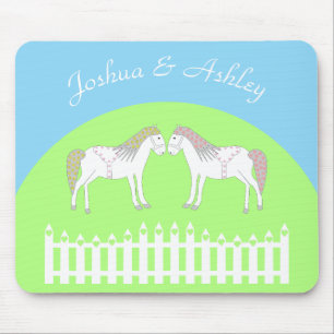 Mousepad Cavalos Brancos Lindos para Casamento Personalizad