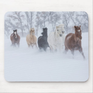 Mousepad Cavalos Correndo Através da Neve
