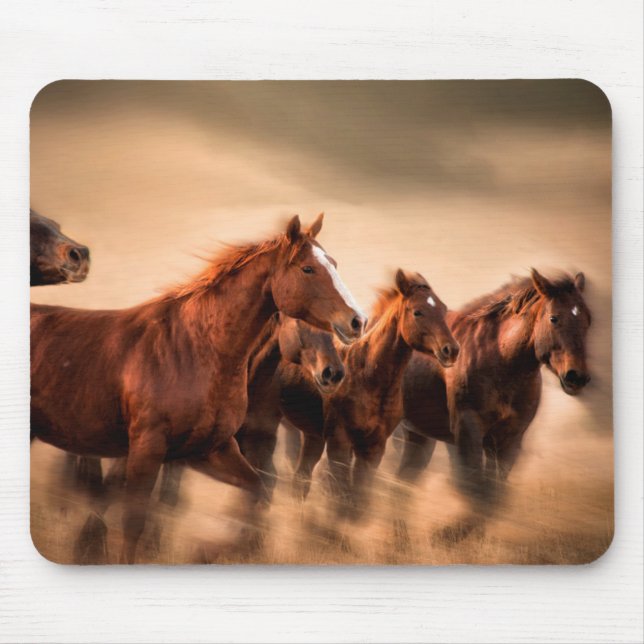 Mousepad Cavalos correndo, borrão e crinas voando (Frente)