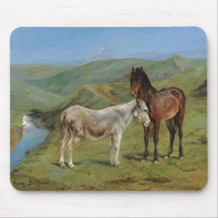 Mousepad Cavalos de Cinza clara num campo (Equine Fazenda A