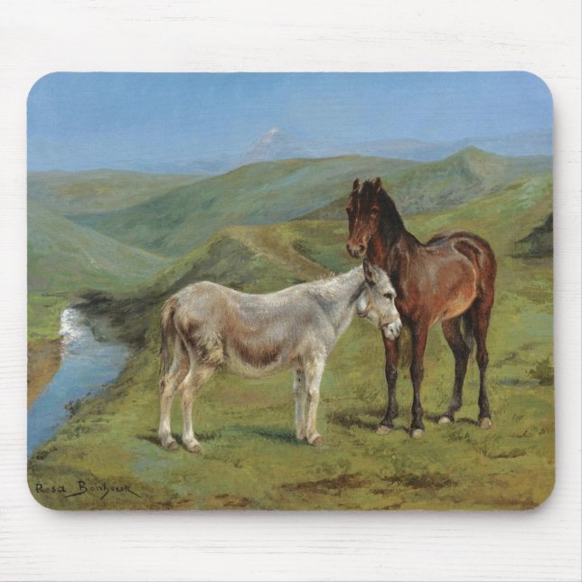 Mousepad Cavalos de Cinza clara num campo (Equine Fazenda A (Frente)