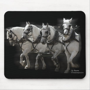 Mousepad Cavalos de esboço cinzentos de Percheron - quatro