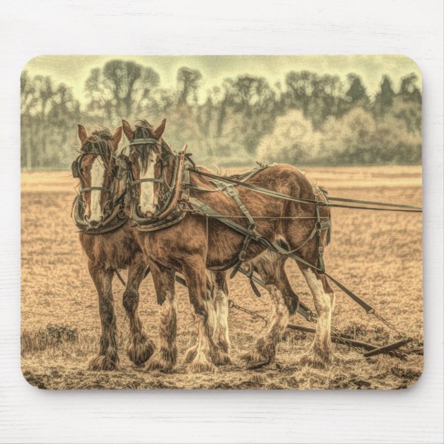 Mousepad Cavalos de fazenda primitivos de animais do país o (Frente)