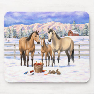 Mousepad Cavalos Do Quarto De Pele De Fecho Na Neve