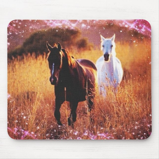 Mousepad Cavalos Galopantes, cor-de-rosa, do oeste (Frente)